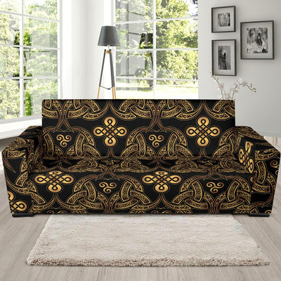 Celtic Knot Gold Design Sofa Slipcover-JTAMIGO.COM