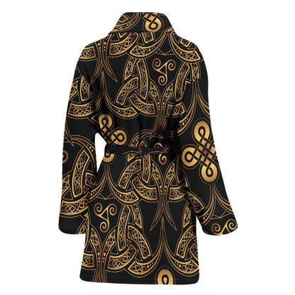 Celtic Knot Gold Design Women Bath Robe-JTAMIGO.COM