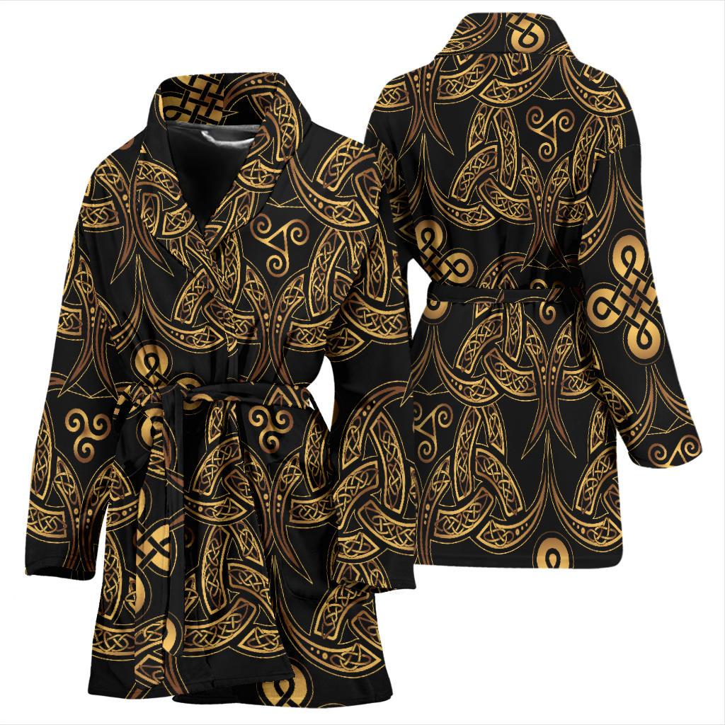 Celtic Knot Gold Design Women Bath Robe-JTAMIGO.COM