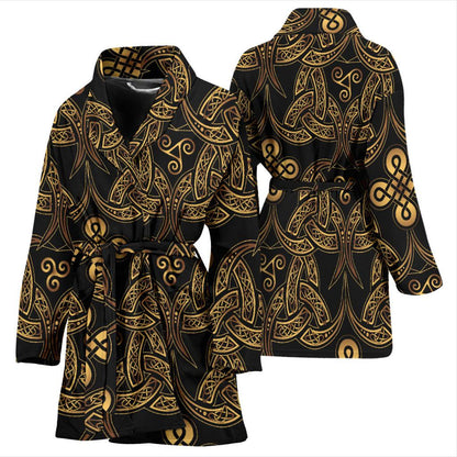 Celtic Knot Gold Design Women Bath Robe-JTAMIGO.COM