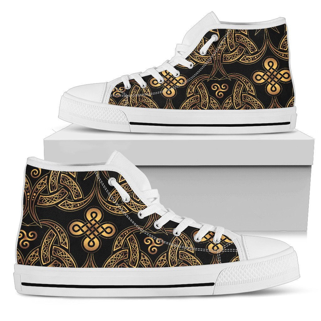 Celtic Knot Gold Design Women High Top Shoes