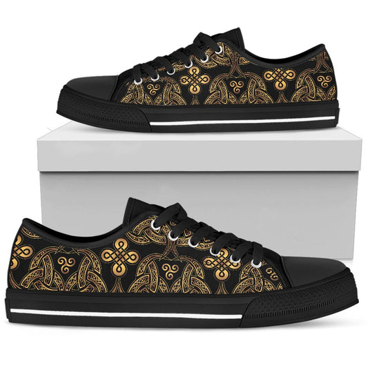 Celtic Knot Gold Design Women Low Top Shoes