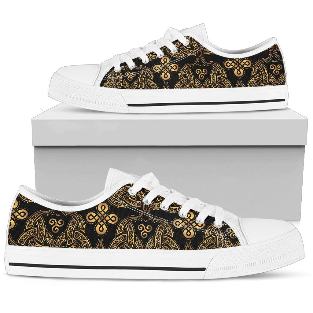 Celtic Knot Gold Design Women Low Top Shoes