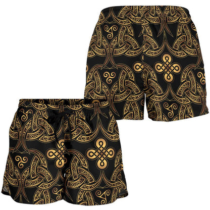 Celtic Knot Gold Design Women Shorts-JTAMIGO.COM