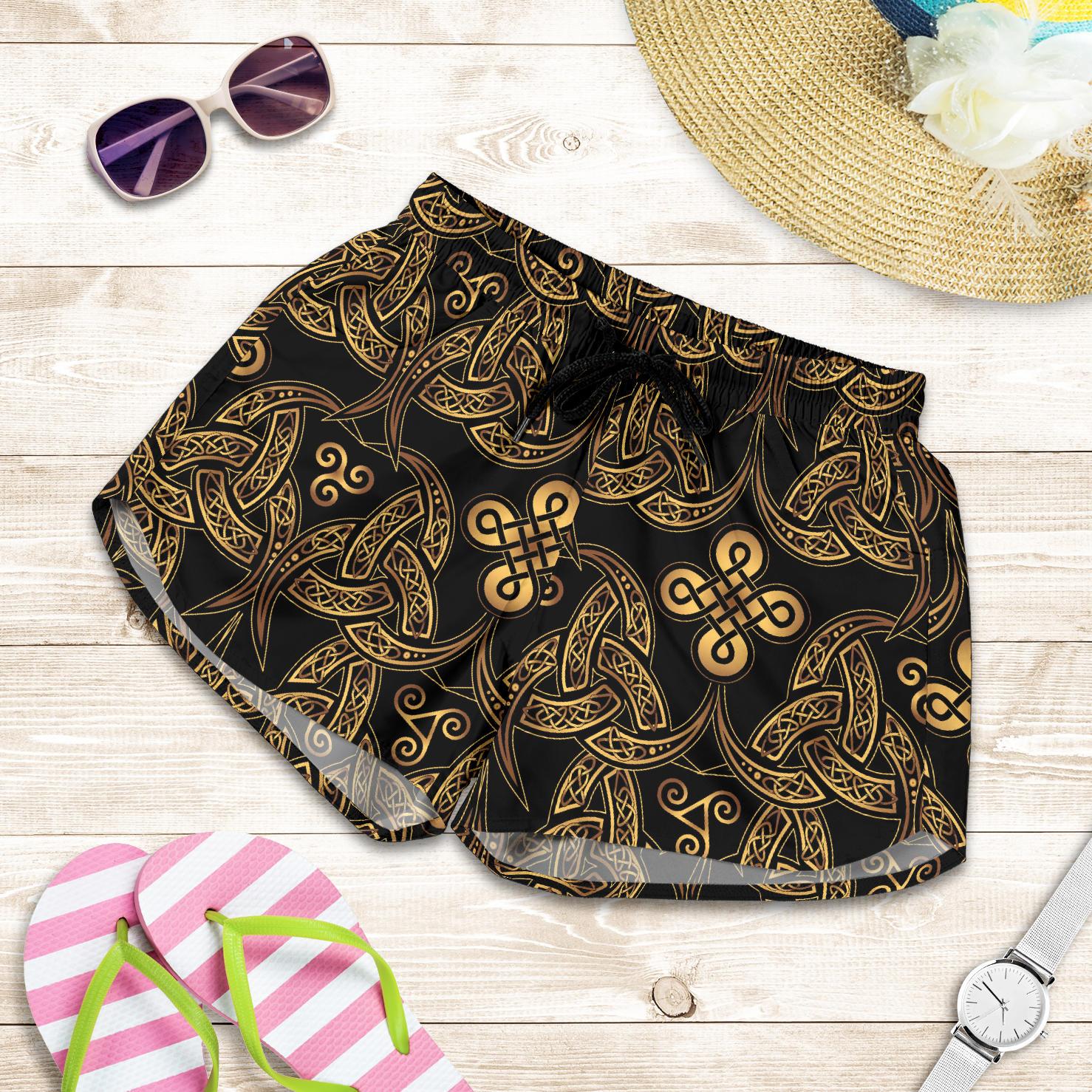 Celtic Knot Gold Design Women Shorts-JTAMIGO.COM