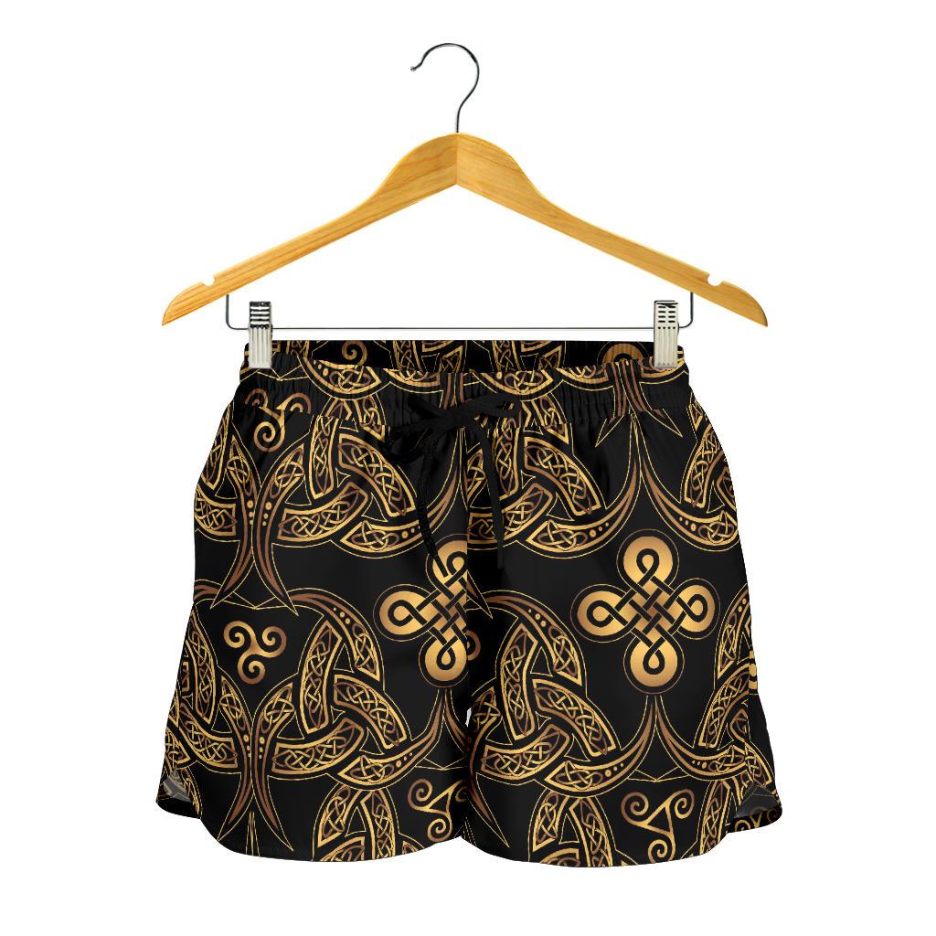 Celtic Knot Gold Design Women Shorts-JTAMIGO.COM