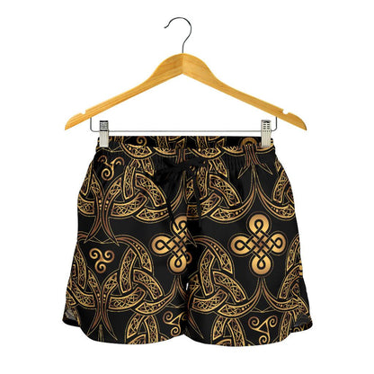 Celtic Knot Gold Design Women Shorts-JTAMIGO.COM