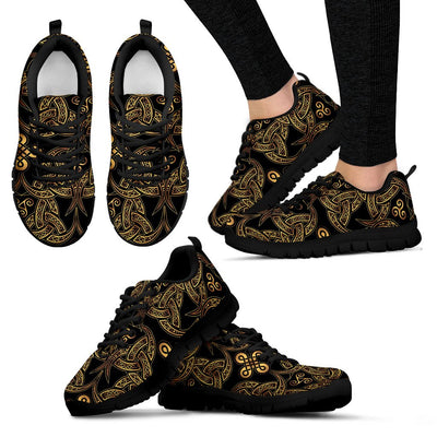 Celtic Knot Gold Design Women Sneakers Shoes