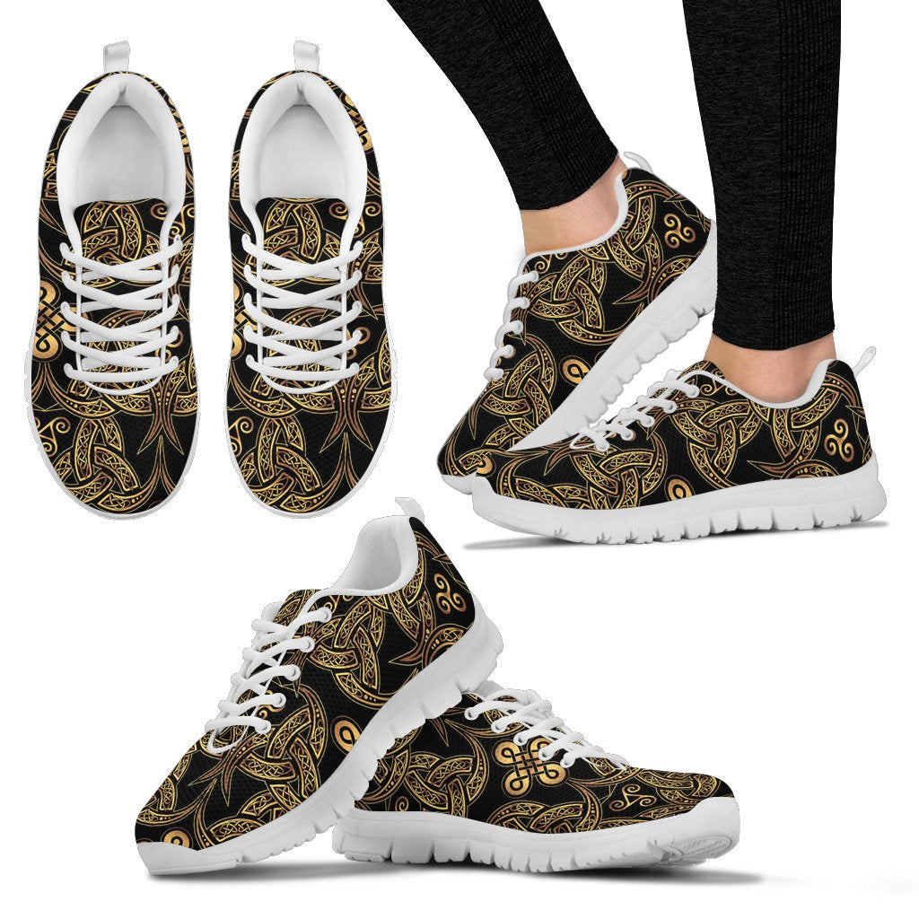 Celtic Knot Gold Design Women Sneakers Shoes