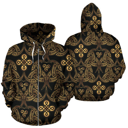 Celtic Knot Gold Design Zip Up Hoodie
