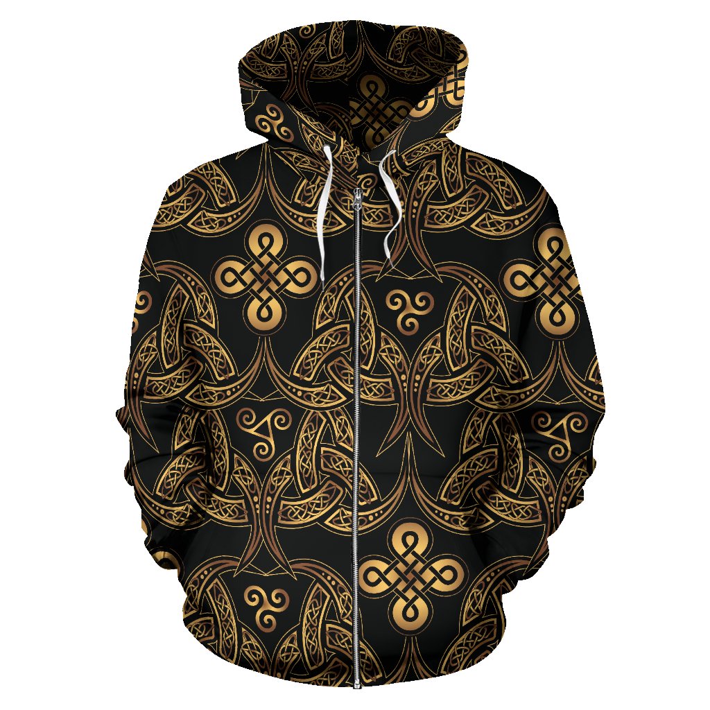 Celtic Knot Gold Design Zip Up Hoodie
