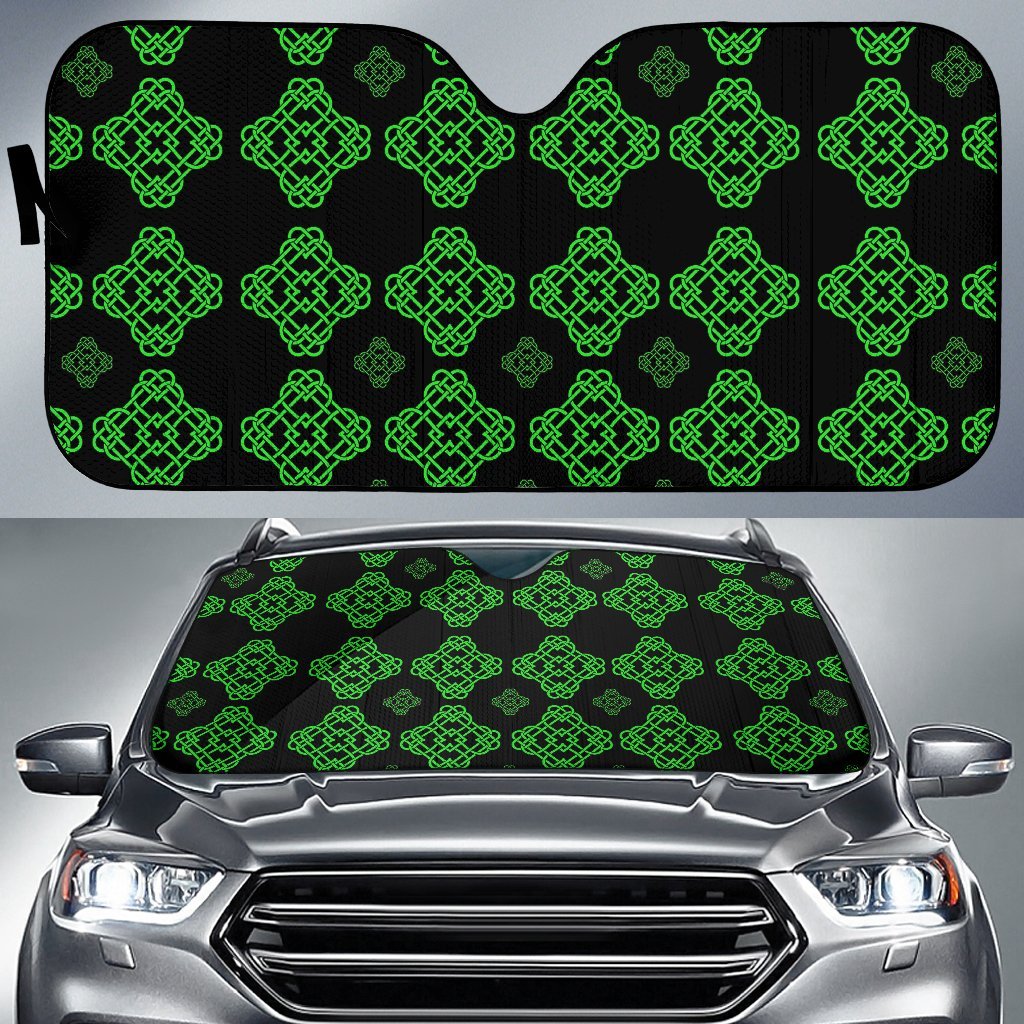 Celtic Knot Green Neon Design Car Sun Shade For Windshield
