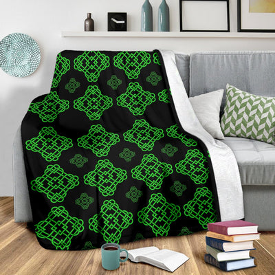 Celtic Knot Green Neon Design Fleece Blanket