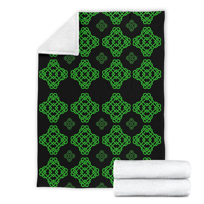 Celtic Knot Green Neon Design Fleece Blanket