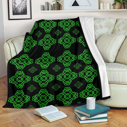 Celtic Knot Green Neon Design Fleece Blanket