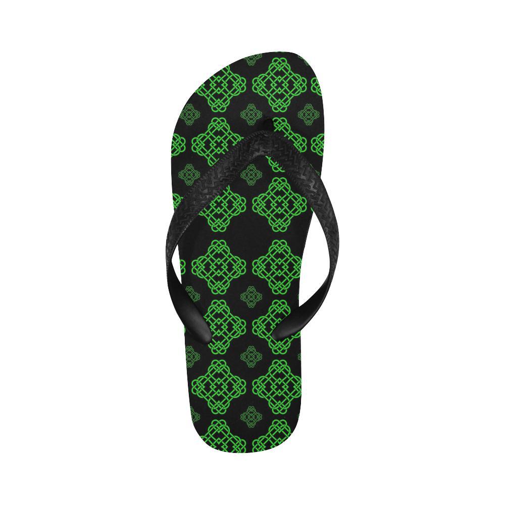 Celtic Knot Green Neon Design Flip Flops-JTAMIGO.COM