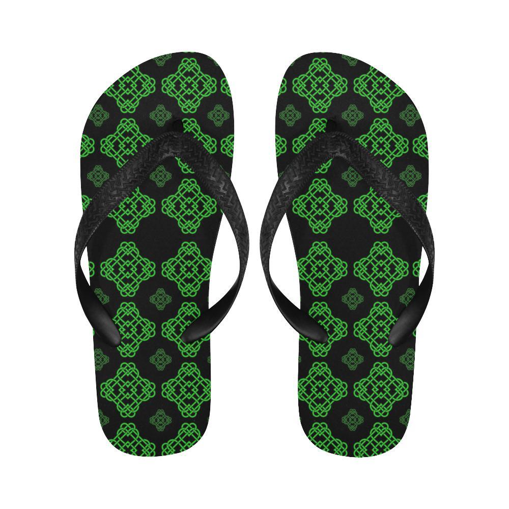 Celtic Knot Green Neon Design Flip Flops-JTAMIGO.COM