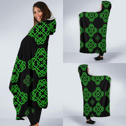 Celtic Knot Green Neon Design Hooded Blanket-JTAMIGO.COM