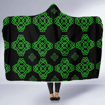 Celtic Knot Green Neon Design Hooded Blanket-JTAMIGO.COM