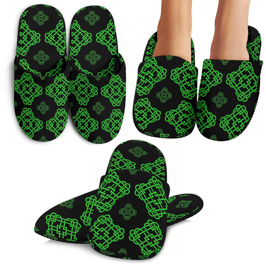 Celtic Knot Green Neon Design House Slippers