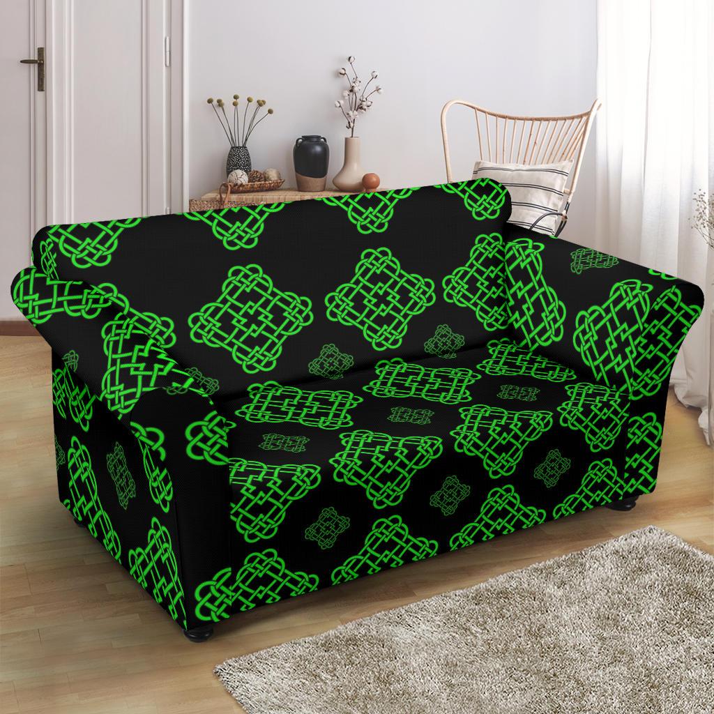 Celtic Knot Green Neon Design Loveseat Slipcover-JTAMIGO.COM