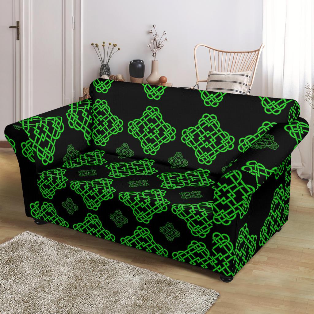 Celtic Knot Green Neon Design Loveseat Slipcover-JTAMIGO.COM