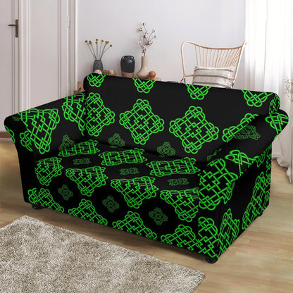 Celtic Knot Green Neon Design Loveseat Slipcover-JTAMIGO.COM