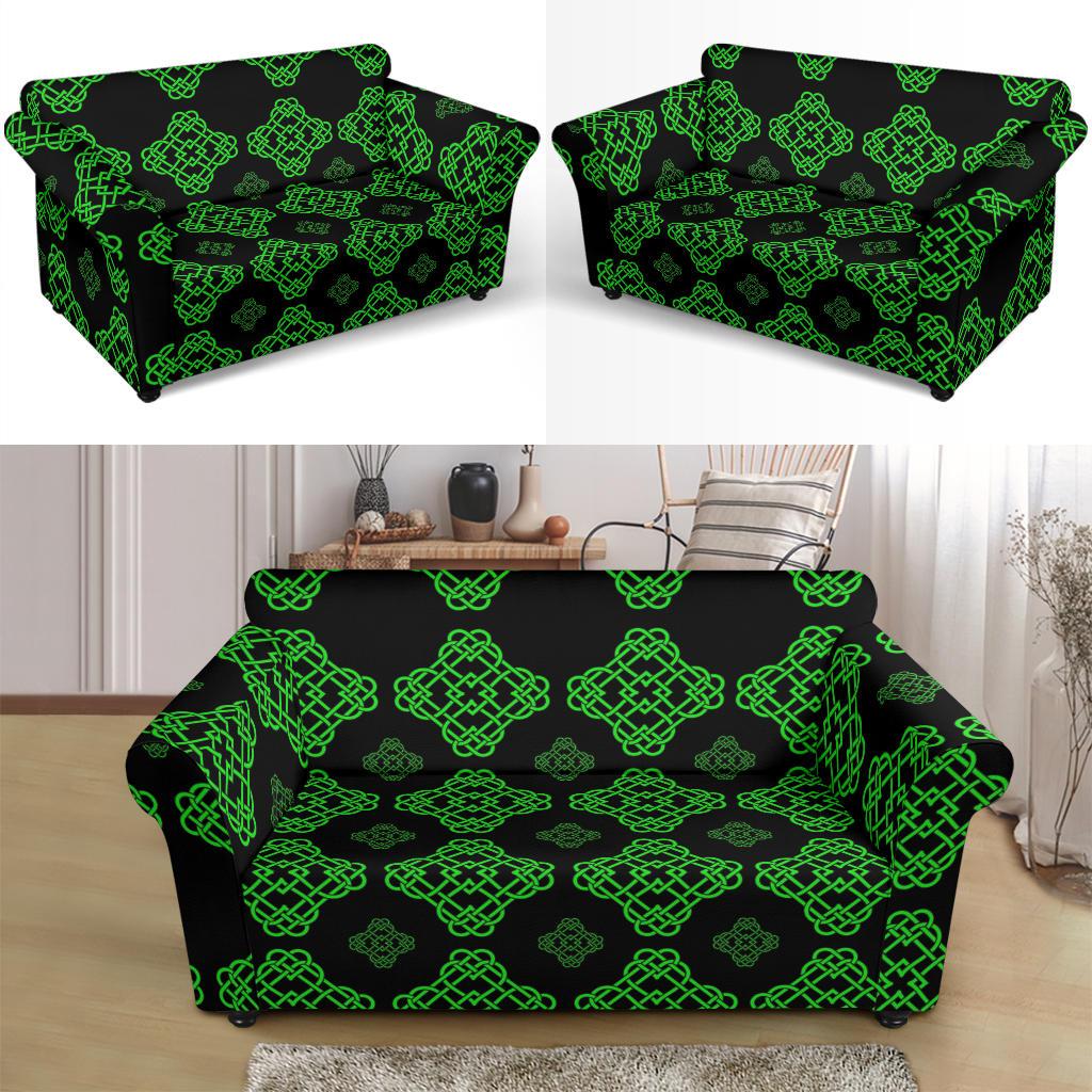 Celtic Knot Green Neon Design Loveseat Slipcover-JTAMIGO.COM