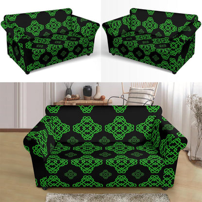 Celtic Knot Green Neon Design Loveseat Slipcover-JTAMIGO.COM