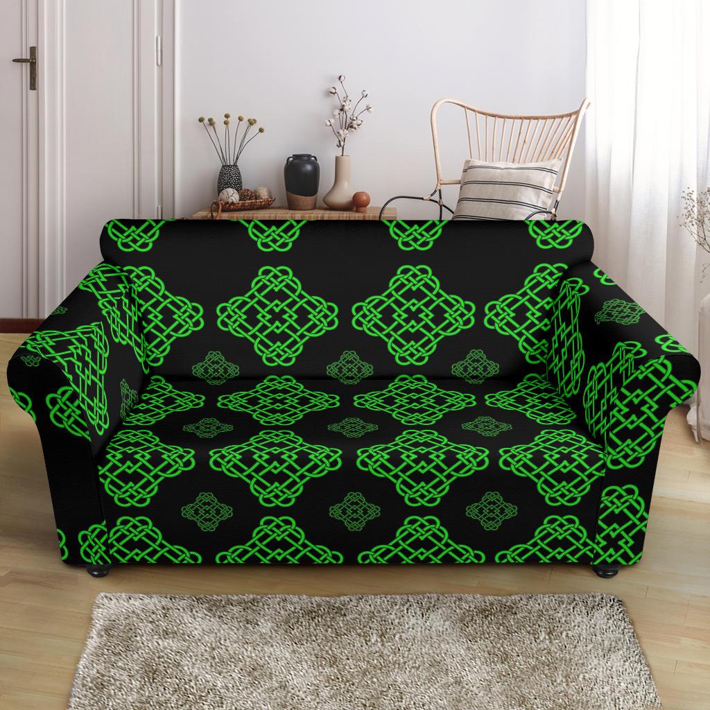 Celtic Knot Green Neon Design Loveseat Slipcover-JTAMIGO.COM