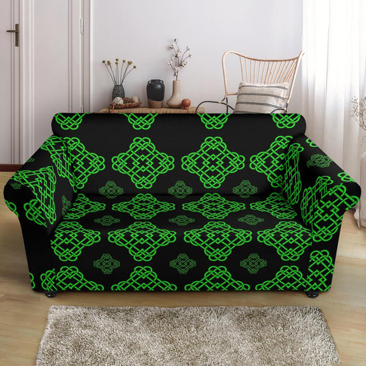 Celtic Knot Green Neon Design Loveseat Slipcover-JTAMIGO.COM