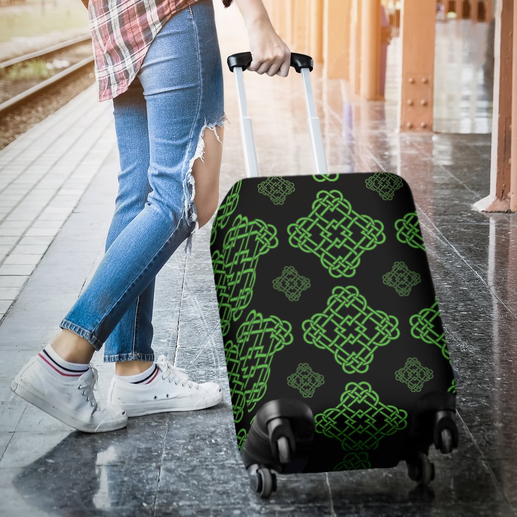 Celtic Knot Green Neon Design Luggage Cover Protector