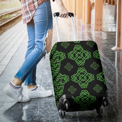Celtic Knot Green Neon Design Luggage Cover Protector