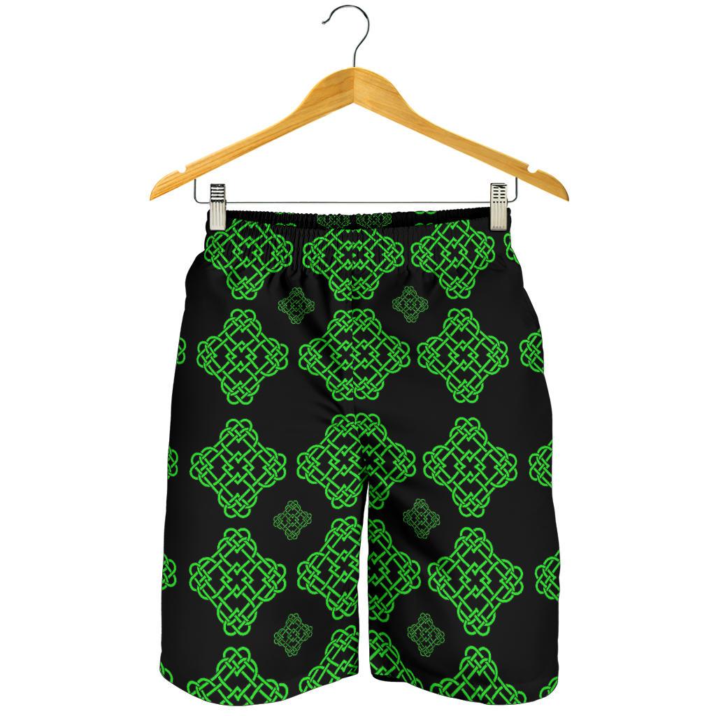 Celtic Knot Green Neon Design Mens Shorts-JTAMIGO.COM