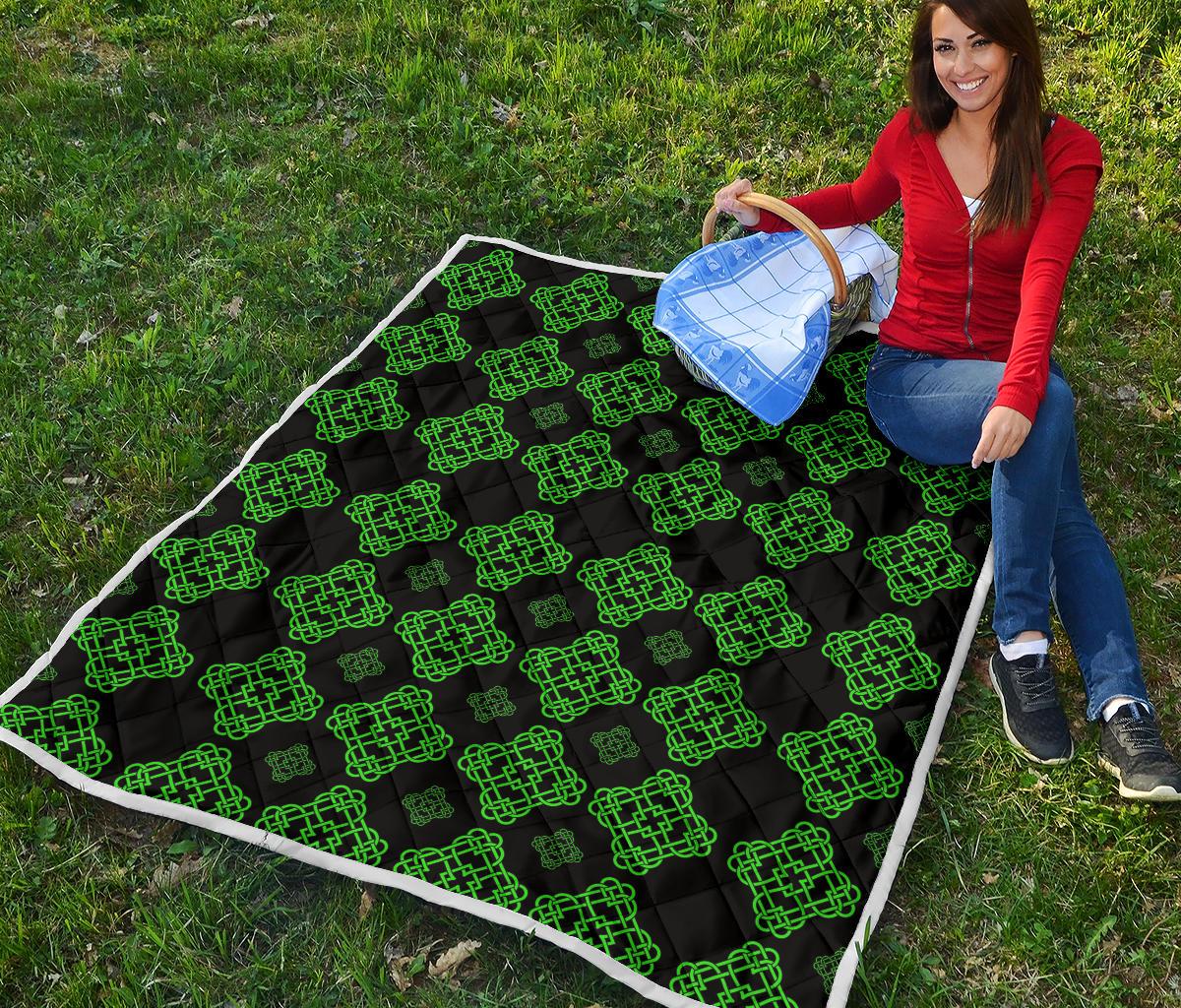 Celtic Knot Green Neon Design Premium Quilt-JTAMIGO.COM
