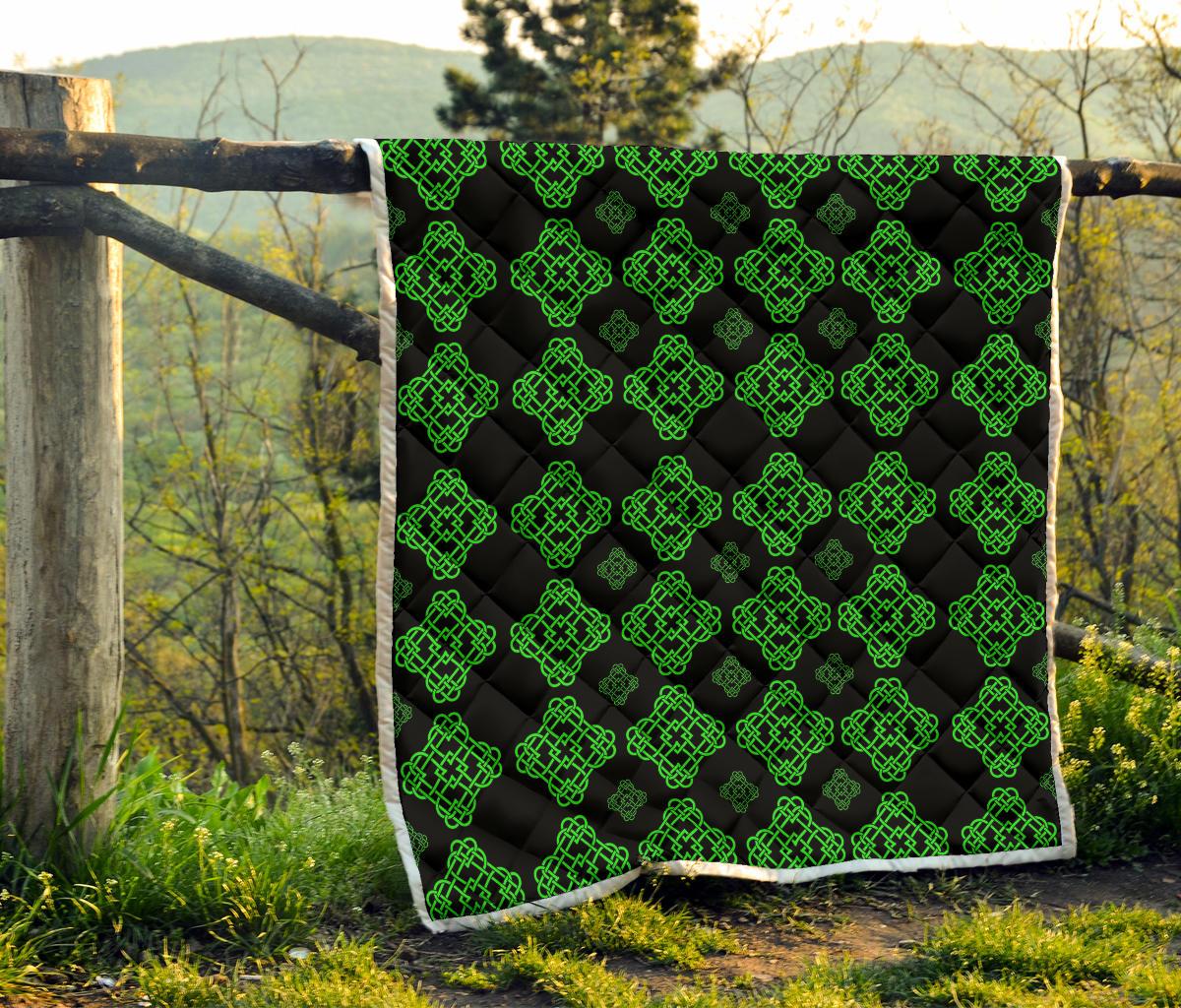 Celtic Knot Green Neon Design Premium Quilt-JTAMIGO.COM