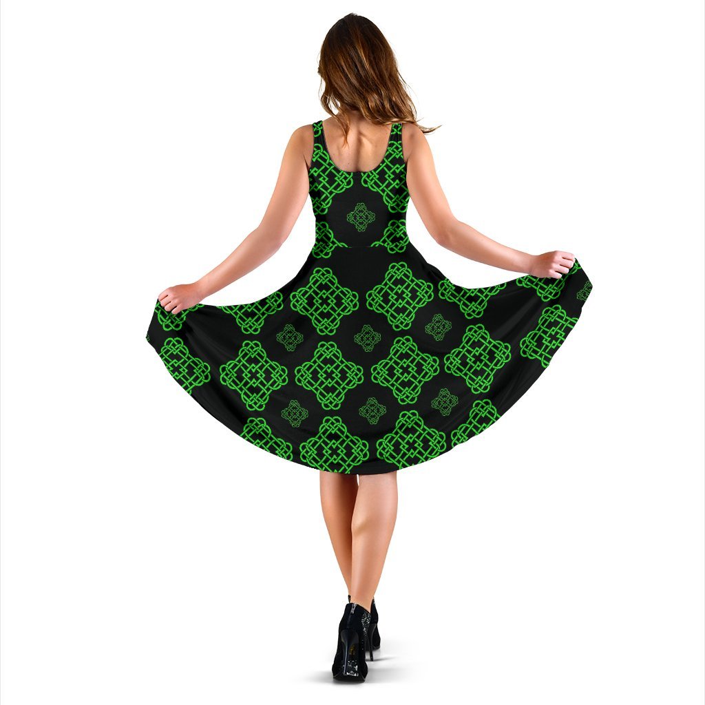 Celtic Knot Green Neon Design Sleeveless Dress