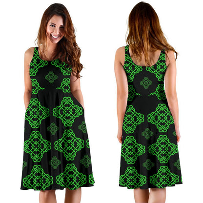 Celtic Knot Green Neon Design Sleeveless Dress