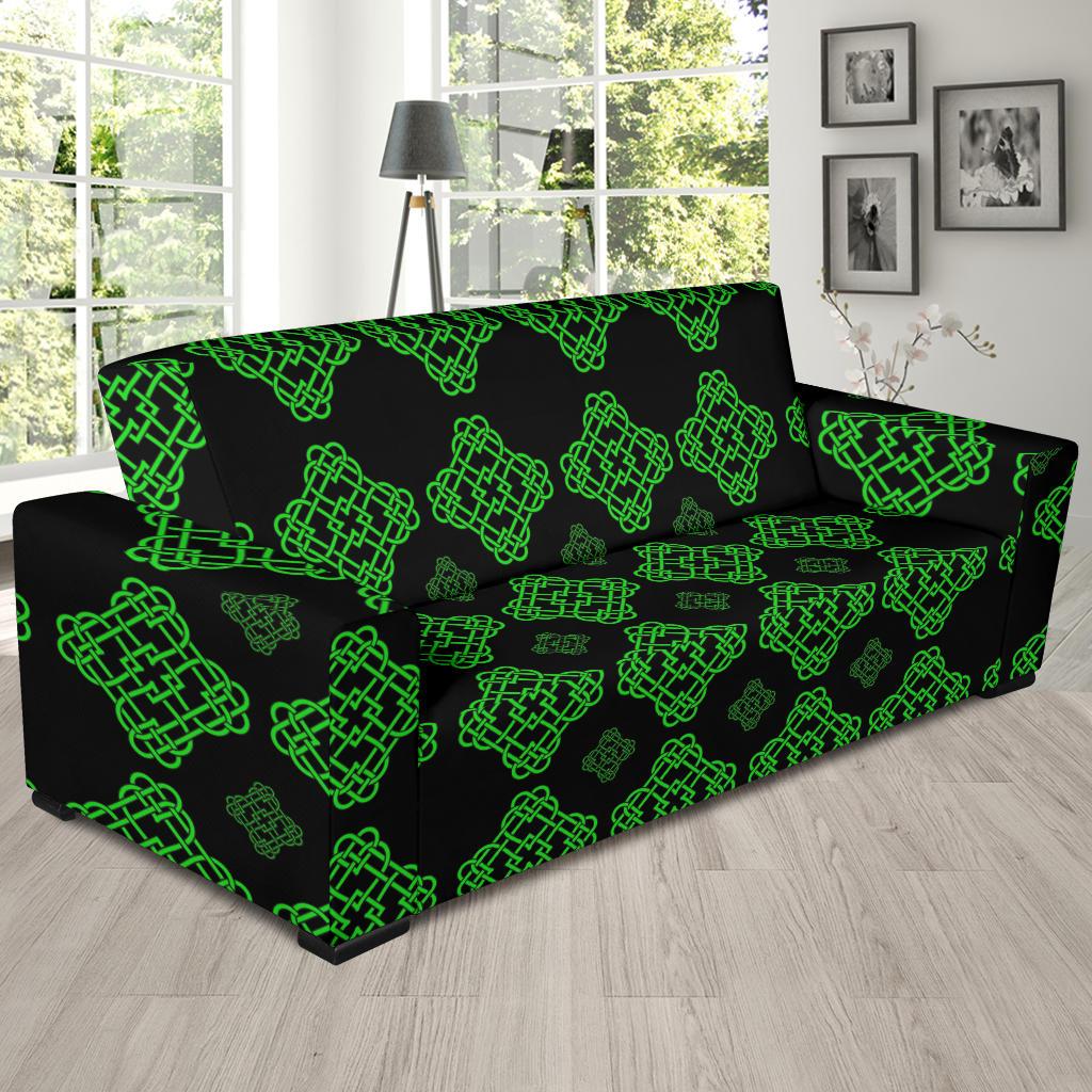 Celtic Knot Green Neon Design Sofa Slipcover-JTAMIGO.COM