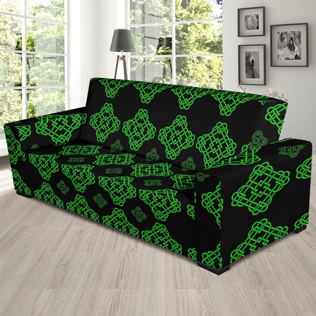 Celtic Knot Green Neon Design Sofa Slipcover-JTAMIGO.COM