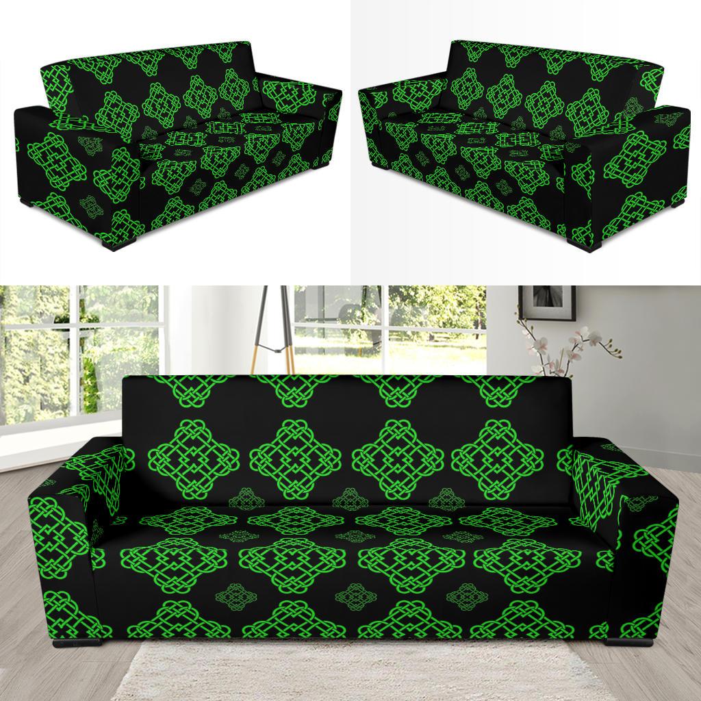 Celtic Knot Green Neon Design Sofa Slipcover-JTAMIGO.COM