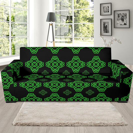 Celtic Knot Green Neon Design Sofa Slipcover-JTAMIGO.COM