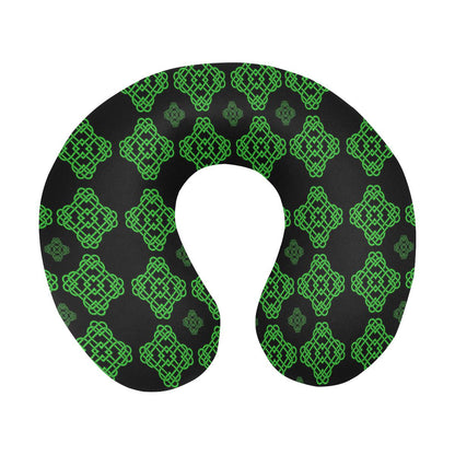 Celtic Knot Green Neon Design U-Shaped Travel Neck Pillow-JTAMIGO.COM