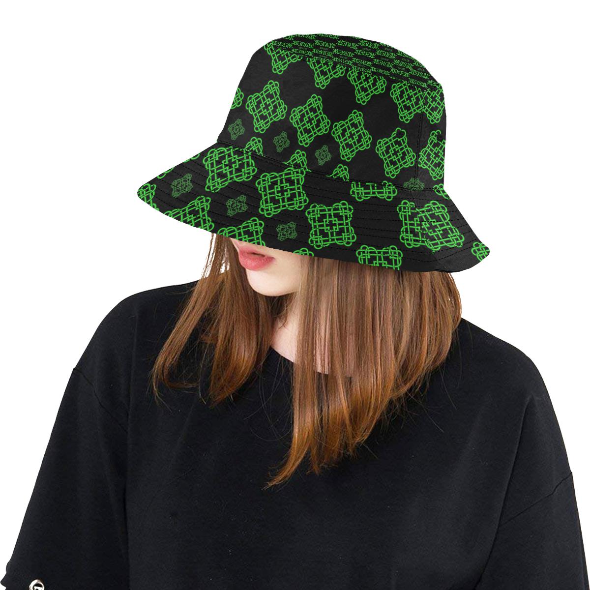 Celtic Knot Green Neon Design Unisex Bucket Hat