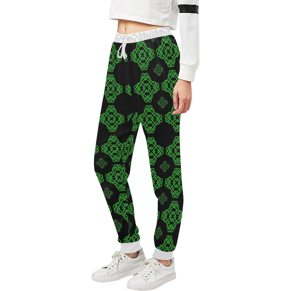 Celtic Knot Green Neon Design Unisex Casual Sweatpants (Model L11)-JTAMIGO.COM