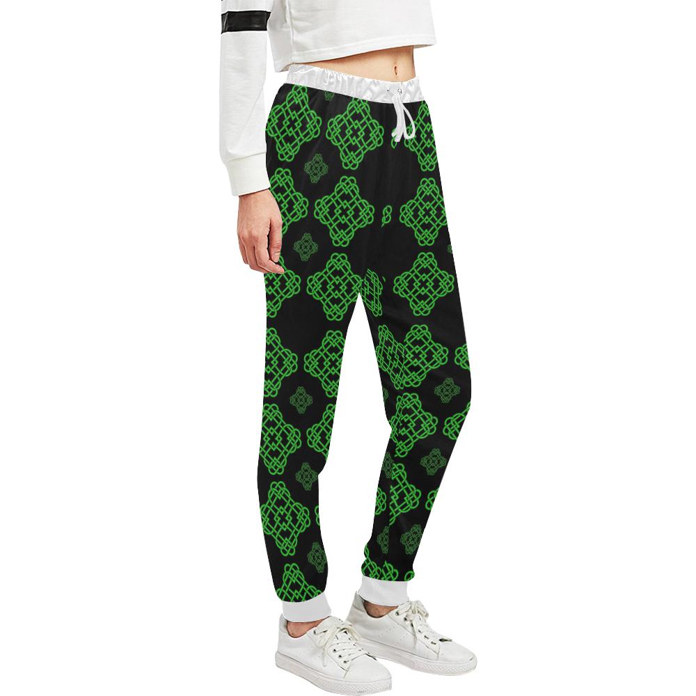 Celtic Knot Green Neon Design Unisex Casual Sweatpants (Model L11)-JTAMIGO.COM