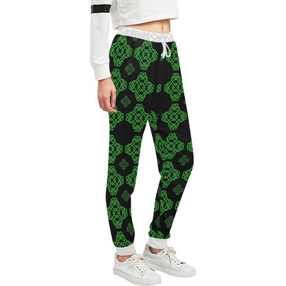 Celtic Knot Green Neon Design Unisex Casual Sweatpants (Model L11)-JTAMIGO.COM