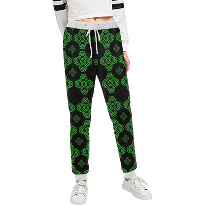 Celtic Knot Green Neon Design Unisex Casual Sweatpants (Model L11)-JTAMIGO.COM