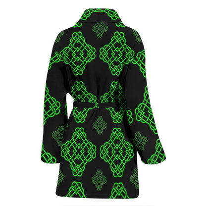 Celtic Knot Green Neon Design Women Bath Robe-JTAMIGO.COM