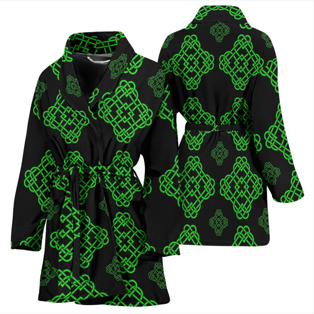 Celtic Knot Green Neon Design Women Bath Robe-JTAMIGO.COM